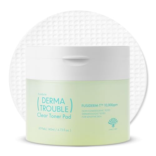 Derma Trouble Clear Toner Pad (60 Count) Dual-Textured Facial Pad for Exfoliation and Pore Care with LHA, PHA, and Sebum-Control Complex, Korean Skincare for Bumpy Skin, Blackheads, Whiteheads
