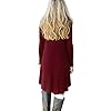 DEARCASE Women's T-Shirt Dress Wine Red Medium V-Neck Spring Winter Casual Loose Long Sleeve Fall Wedding Guest Knee Length Jersey Flowy Stretch Solid A-Line Tunic Swing Sweater Tunic Dresses