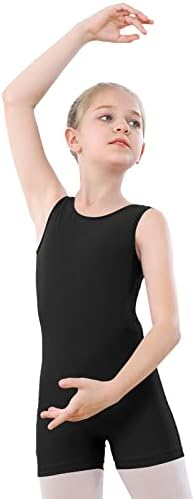 YgneeDom Girls Gymnastics Leotards Kids Dance Unitards Biketards With Shorts 3-12 Years(Black,5-6)