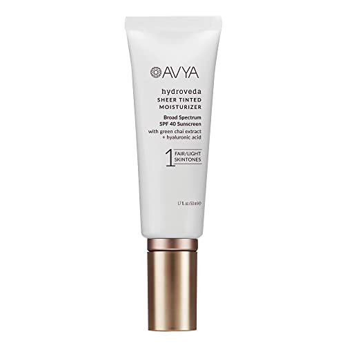 Avya Spf 40 Sheer Tinted Moisturizer With Hyaluronic Acid & Green Chai – Advanced Ayurvedic Skincare Treatment For Balanced And Brighter Skin/Fair & Light Skintones Shade #1 (1.7Oz/50Ml) #TOP1