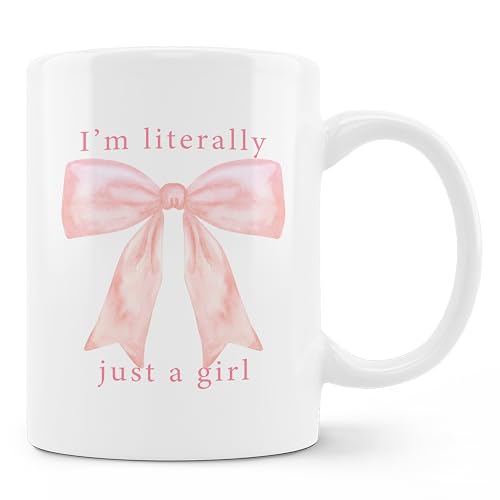 Taza de porcelana rosa con moño y capacidad 11 oz miniatura 1