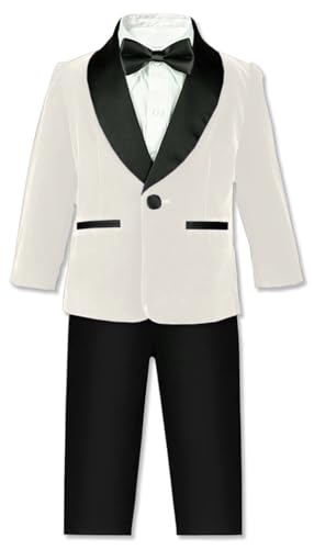 SANGTREE Boys Shawl Tuxedo Suit Velvet Set Gentleman Wedding Outfit, 3 Months - 14 Years