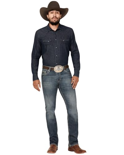 Rock & Roll Denim Western Jeans Mens Stitch Med Wash BM1RD03675