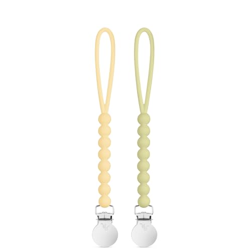 Image of Ryan & Rose Cutie Clip 2 Pack - Pacifier Clip Holder Silicone (Judy-Buttercream /Judy-Lemongrass)