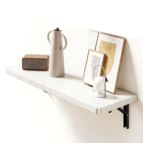 Table murale pliante pour optimiser petit espace - Étagère blanche 120cm - 2