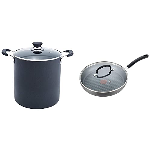 T-fal B36262 Specialty Total Nonstick Dishwasher Safe Oven Safe Stockpot Cookware, 12-Quart, Black...
