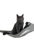 Katzen Hängematte | Qualitativ hochwertig | Modische Katzenhängematte für Wandmontage | Stylisch | hält bis zu 30 KG | schwarzes Metall und weicher Wollfilz | Schwarz und Grau
