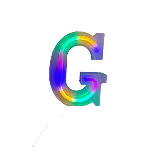 QiaoFei Light Up Marquee Letters Lights Letters Neon Signs,Wall Decor/Table Decor for Home Bar Christmas, Birthday Party, Valentinefs Day Words-Colorful Letters (G)