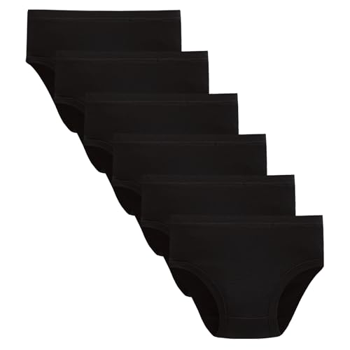 Winging Day Packs of 6 Big Girls Panties Solid Black Underwear Size 10
