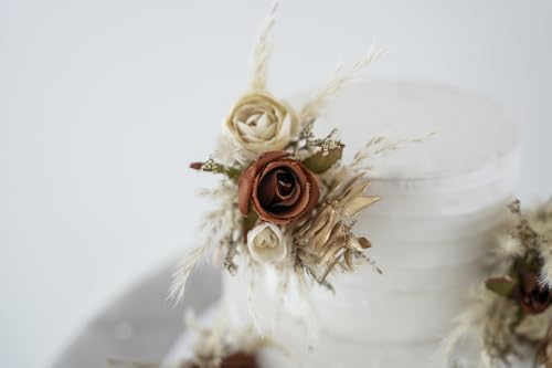 Set de decoraciones florales para pastel de boda miniatura 6