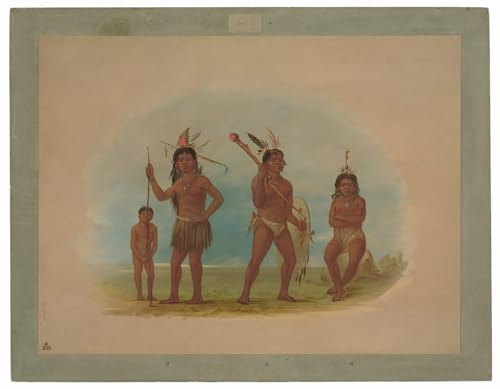 Lienzo imagen art painting de George Catlin, cuadro indiani Arowak para salón de 60x90cm