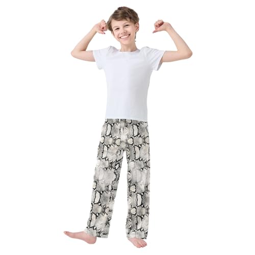 ZZXXB Retro Snake Print Boys Long Pants Soft Trousers Elastic Waist Kids Lounge Bottoms with Pockets S-XL2