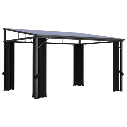 Qnhdfrt Tonnelle de jardin - 405 x 294 x 244 cm - Tonnelle en métal avec cadre en aluminium et acier - Toit en PVC - Auvent élégant pour jardin et terrasse...