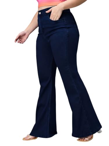 Image of Miss Chase A+ Women's Wide-Leg High Rise Regular-Length Stretchable Denim Jeans