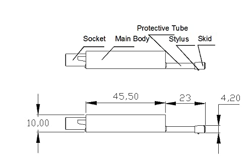 Technical drawing of HFBTE KS100 sensor with dimensions.