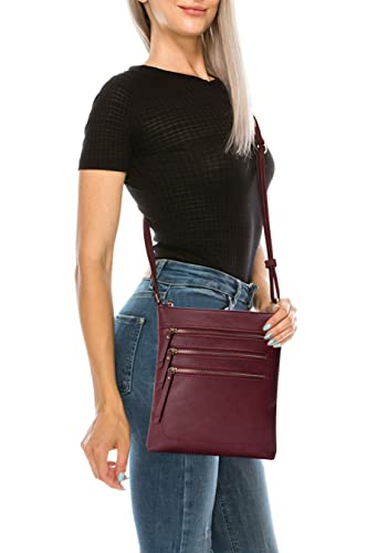 Image of Solene Crossbody Bag Functional Multi Pocket Messenger Purse Top Zip Closure Shoulder Handbag With Adjustable Strap