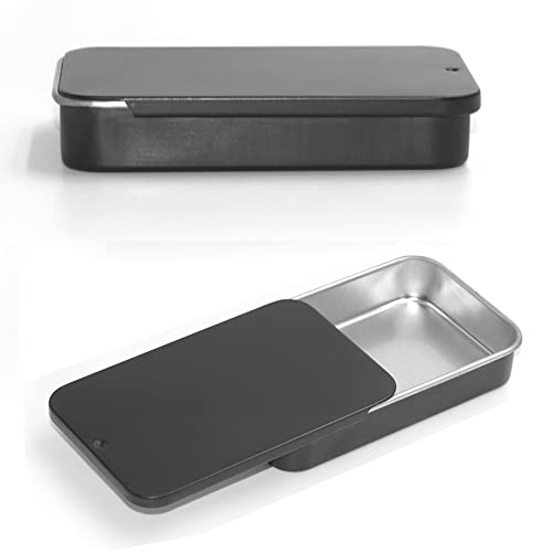 Gere 6 Pack Metal Rectangular Sliding Lid Tin Boxes Black, Containers Portable Box Small Storage Kit Home Organizer, Model 805015 #TOP1
