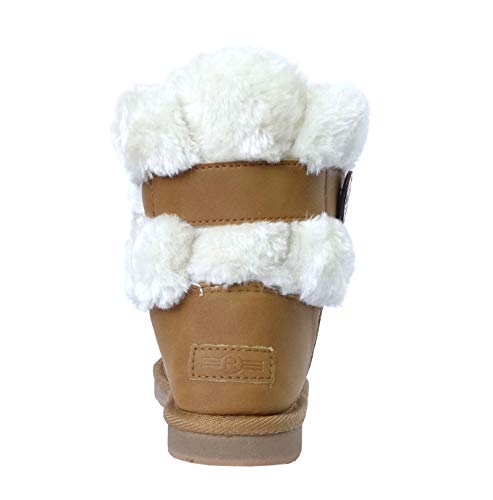 Image of REDVOLUTION Kids Boots Toddler Girls Cute 2 Buttons || Rhinestone Faux Fur Suede Knitting Shoe