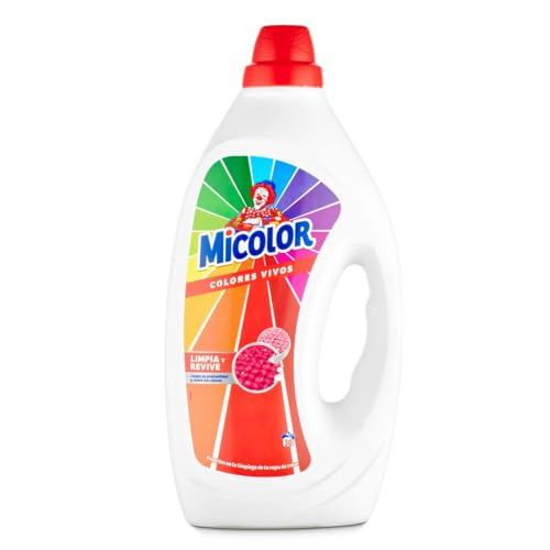 Micolor Gel Colores Vivos (30 lavados), detergente líquido para lavadora con tecnología recupera colores, jabón para ropa de color
