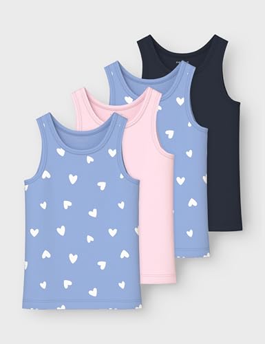 NAME IT Mädchen Nkftank Top 4P Hearts Noos, Serenity, Numeric_86 (4er Pack)