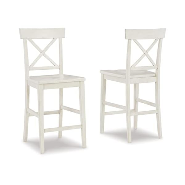 Signature Design by Ashley Stuven Farmhouse Counter Height Barstool, 2 Count, White
