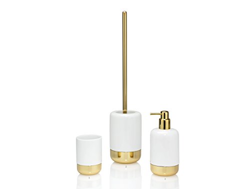 Andrea House BA15153 Portacepillos Porc-Bl/Oro