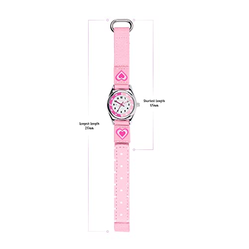 Tikkers Girls Pink Canvas Rip Strap Heart Watch, Purse and Bracelet Set