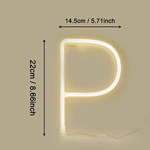 Image of ENUOLI LED Letters Neon Lights Alphabet Marquee Words Night Lights(P) | Party Lamp Battery /USB Operated Best for Wall Kids Living Room Bedroom Wedding Birthday Party Christmas Decorations