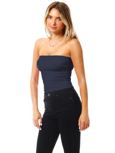 Image of MixMatchy Women's 3 Pack Tube Top Built-in Bra Strapless Ruched Bandeau