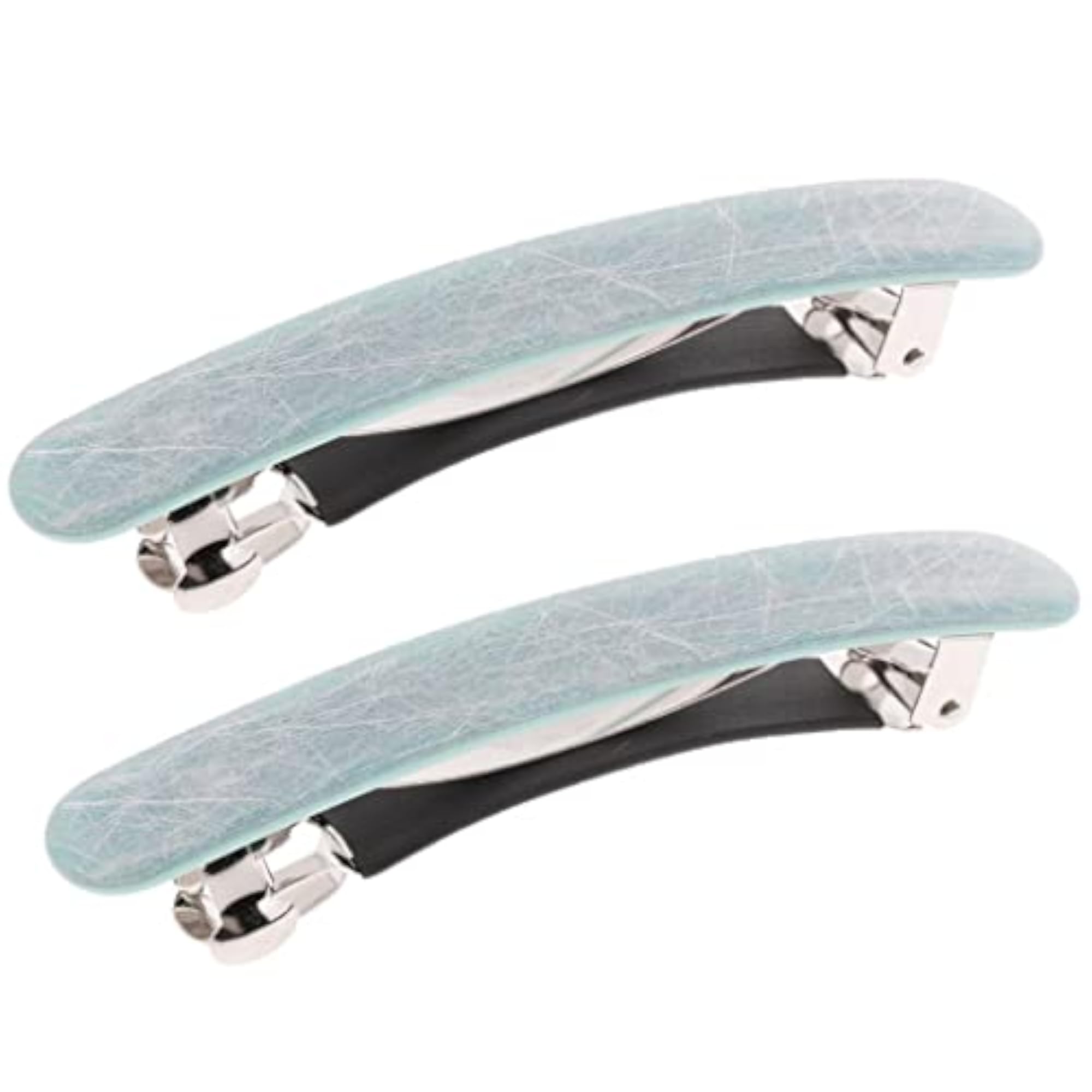 2x French Style Acetate Automatic Barrette