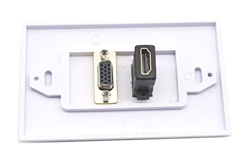 Placa de pared HDMI y VGA en blanco para conectar cables multimedia de casa 4