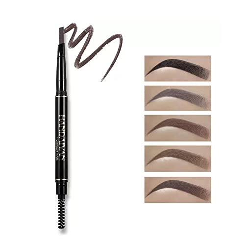 Waterproof eyebrow pencil Professional makeup eyebrow pencil Auto-rotating eyebrow pencil Double-ended eyebrow pencil (05# Dark Brown)