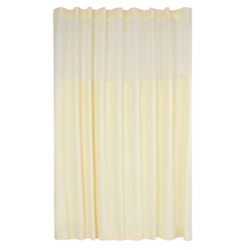 Hospital Curtain, 12ft Wide x 8ft Tall Privacy Curtain Room Divider, Cubicle Curtain with Mesh Top & 24*Hooks, Polyester Flame Retardant Medical Curtain, 1 Panel, Beige