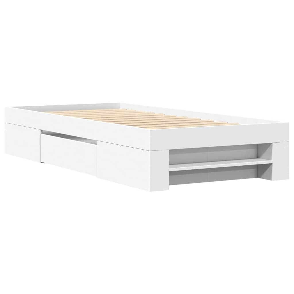 Struttura Letto, Struttura in Derivati ​​del Legno, Letto Contenitore in Legno con Cassetti e Scomparti Aperti per Materasso Singolo o Matrimoniale (90 x 200 cm)
