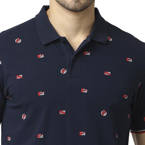Image of Pepe Jeans Men's Leon Allover Print Loose Fit Polo T-Shirt