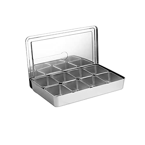 Tarros de condimentos 1/2/3/4/6/8 rejillas de acero inoxidable caja de condimentos con tapa rectangular organizador de especias para el hogar de hotel, utensilio de cocina multifunción (color: 8