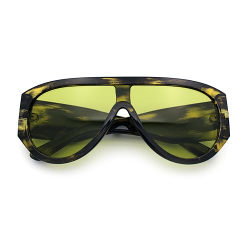 Retro Bold Oversized Shield Racer Plastic Sunglasses