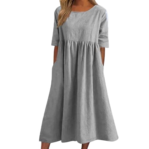 Angxiwan BüCher Freizeitkleid für Damen Casual Dress Knielang Sexy Mini...