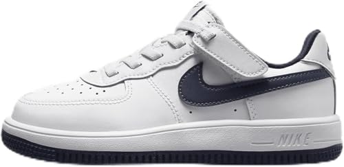 Nike Force 1 Low EasyOn Little Kids' Shoes (FN0237-104, White/Football Grey/Midnight Navy) Size 11.5