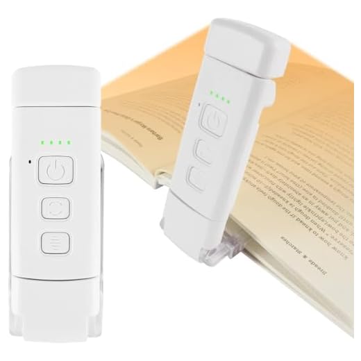 QUMOX Lampada da Lettura LED Ricaricabile con Clip, 3 Colori Ambra, 5 Livelli di Luminosità, Timer 30/60 Min, Testa Flessibile, fino a 80 Ore