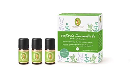 PRIMAVERA ätherische Öle Set Duftende Hausapotheke - Geschenkbox 3 x 5 ml Lavendel fein, Teebaum, Pfefferminze - Aromaöl, Duftöl, Aromatherapie, Geschenke - vegan