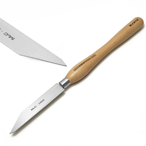 BMWOOD M2 Cryo HSS 2mm Thin Parting Tool with 12-1/2 Beech Handle for Woodlathe Chisels