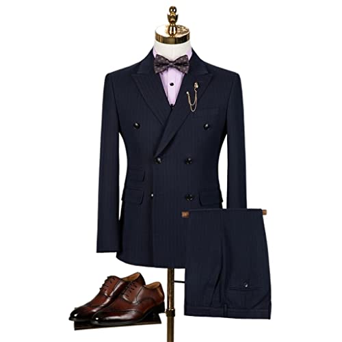 YFQHDD RSuit Anzug Herren Gestreifter Zweireiher Anzug Bräutigam Business...