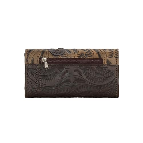 American West Women's Hand Tooled Tri-Fold Wallet - 8950282 One Size2