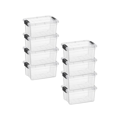 Image of Superio 1.05 Quart Mini Clear Plastic Storage Container with Lid, Stackable Small Organizer Box for Crayons, Art Supplies, Beads, Sewing, Stationery & Food Storage, 8 Pack