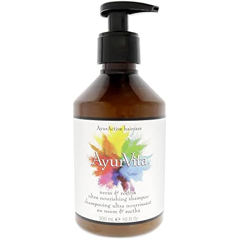 AyurVita Neem & Reetha Nourishing Shampoo - Detox Cleanser Infused With Herbal Treatments - Strengthening Volumizer For Hydrated Scalp And Strands - Bio-Sourced Formula And Packaging - 10 Oz Cover