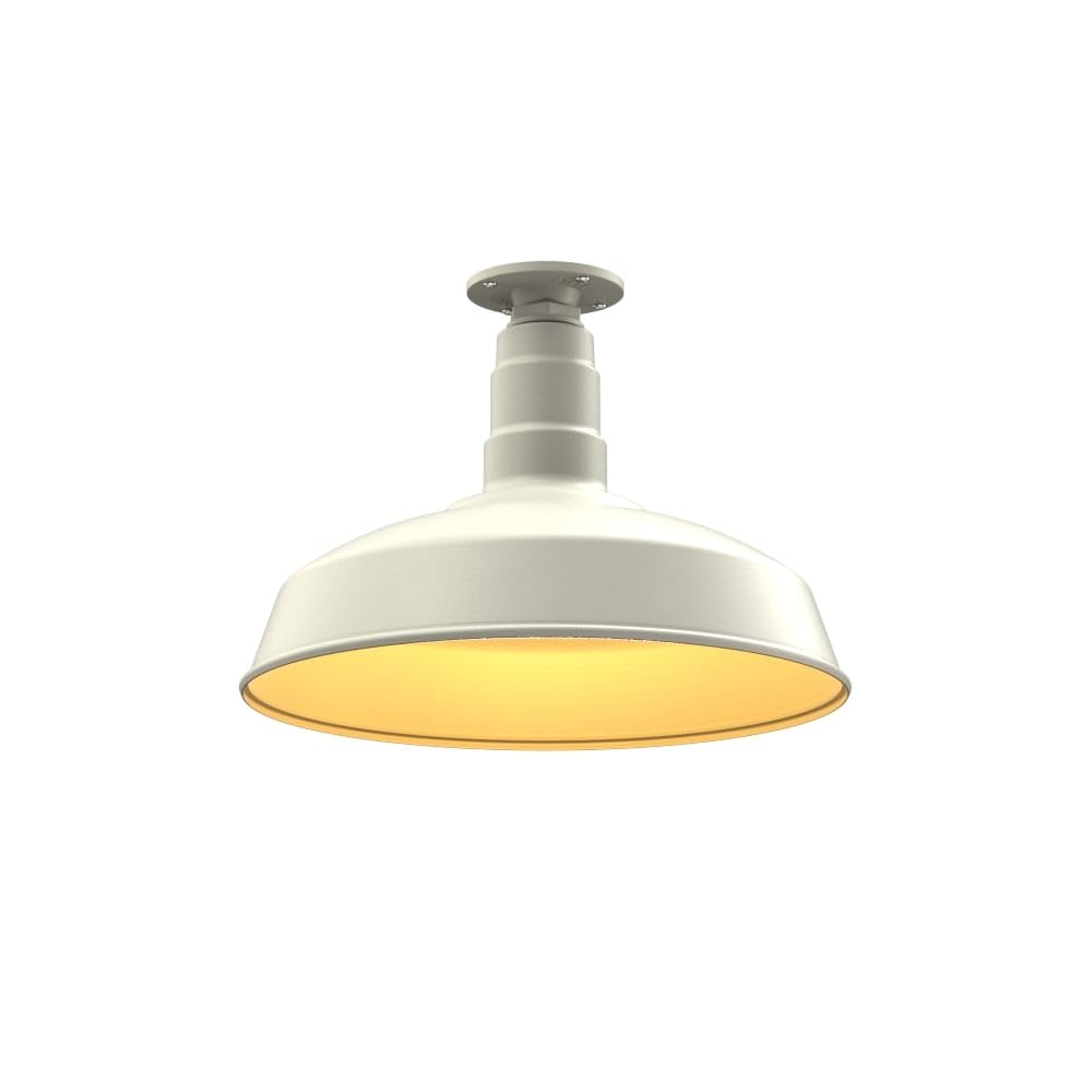 Steel Lighting Co. Carson Barn Light | Ceiling Mounted Pendant | 16 inch Dome | Flush Mount | Industrial Style Steel Light Made in America | Cream