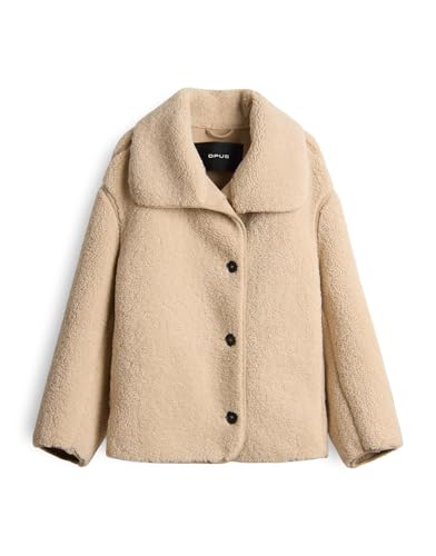 OPUS Damen Jacke | HAFINE Regular weiche Teddyjacke im Shearling Look Macadamia, 36