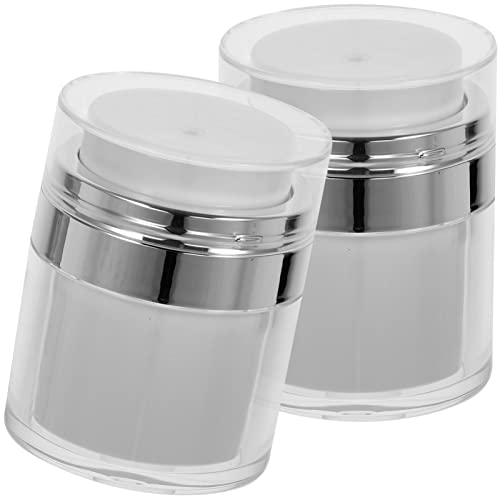 LALAFINA 2st Cremetiegel Drücken Runder Pulverbehälter Pumpe Sahnetiegel Pumpflasche Für Gesichtscreme Airless-pumptiegel 15ml Pump Creme Behälter Pp Reisen Körper Weiß Druckbehälter