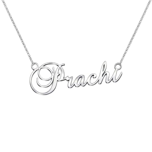 Image of Prachi Cursive Gold & Silver Name Pendant Necklace, Best Jewelry Gift for Girls.